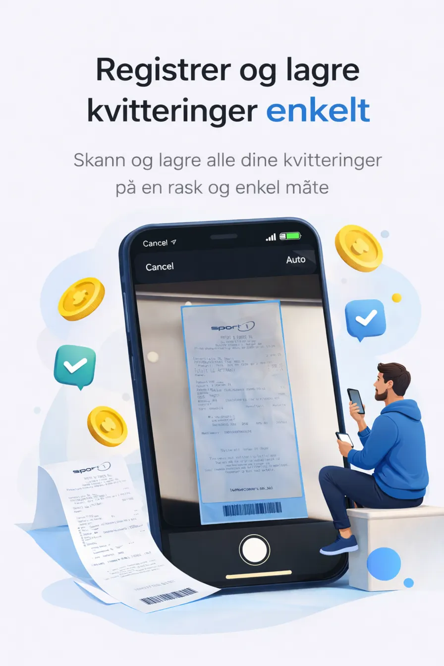 Illustrasjon av kvitteringsapp med skanning